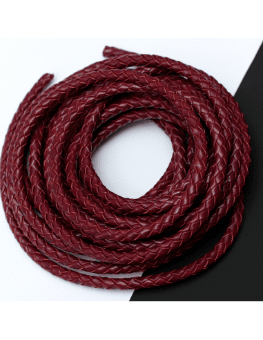 Плетеный кожаный шнур бордовый 6мм (арт. КШ1)