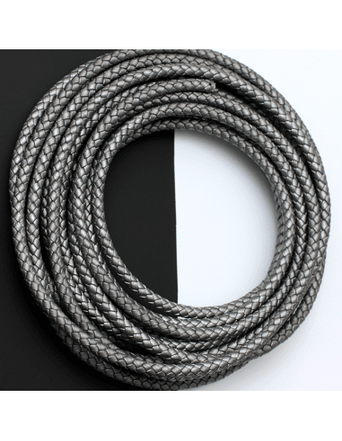 Плетеный кожаный шнур серебро 5мм (арт. КШ11)
