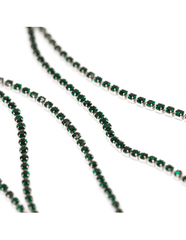 Цепь стразовая emerald - родий 1мм (арт. ЦП183)